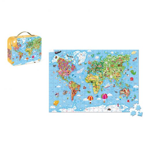 Janod Puzzle Mapa sveta v kufríku 3