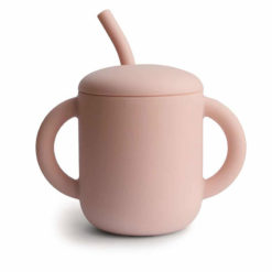 Mushie Silikónový pohárik so slamkou - Blush 1