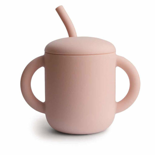 Mushie Silikónový pohárik so slamkou - Blush 1